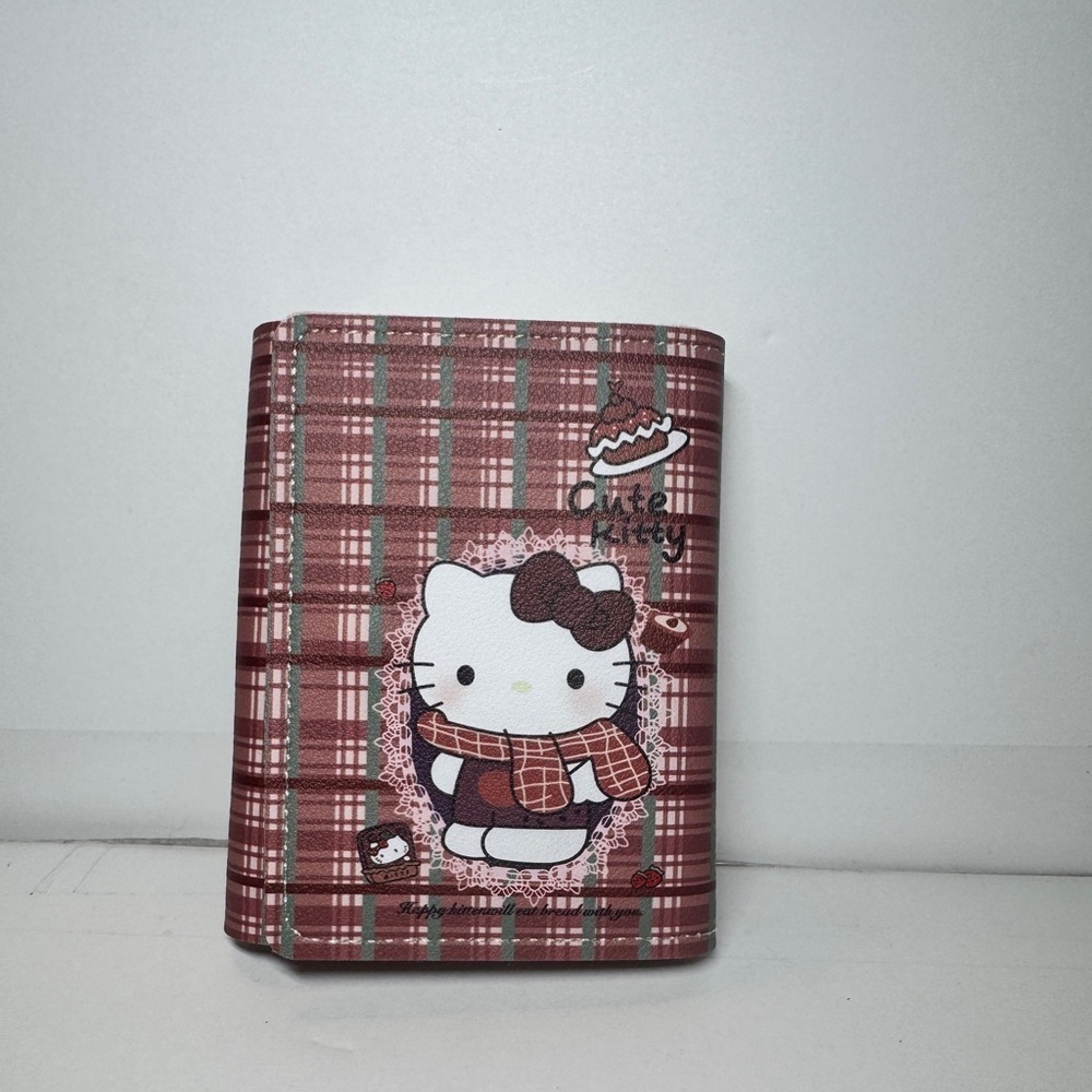 Cute Hello Kitty Plaid Tri-fold wallet NWT